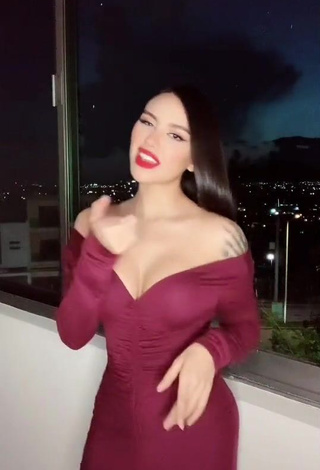 Desirable Alejandra Treviño Shows Cleavage in Red Dress