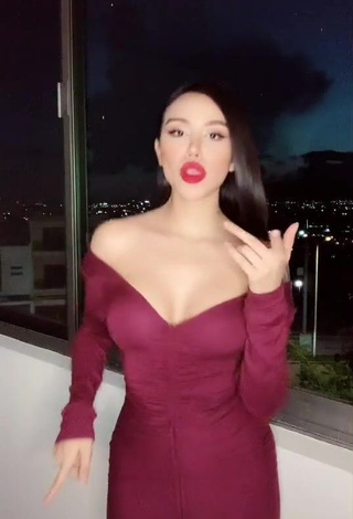 3. Desirable Alejandra Treviño Shows Cleavage in Red Dress