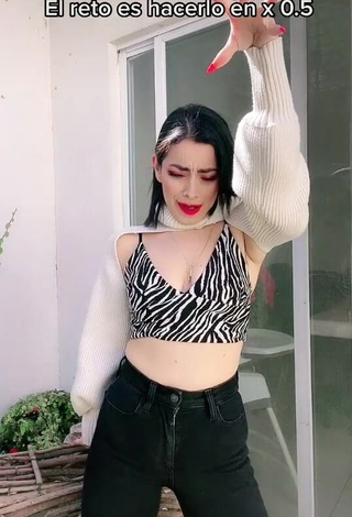 Sexy Soy Maryorit Shows Cleavage in Zebra Crop Top