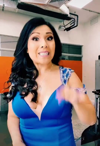 1. Cute Tula Rodríguez Shows Cleavage in Blue Dress