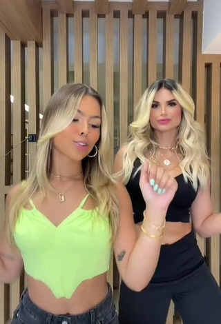 Cute Victoria Miranda Shows Cleavage in Lime Green Crop Top