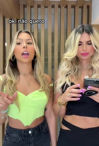 Sweetie Victoria Miranda Shows Cleavage in Lime Green Crop Top