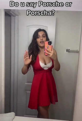 3. Hot Victoria Vida Shows Cleavage in Red Dress