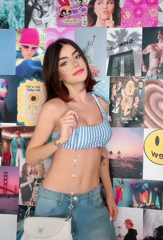 1. Sweet Vee Castro Shows Cleavage in Cute Striped Crop Top