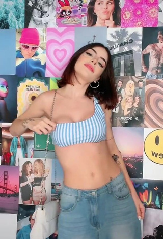 Sweet Vee Castro Shows Cleavage in Cute Striped Crop Top