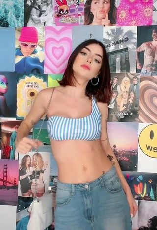 3. Sweet Vee Castro Shows Cleavage in Cute Striped Crop Top