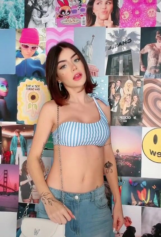 4. Sweet Vee Castro Shows Cleavage in Cute Striped Crop Top