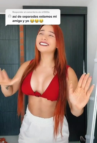 Fine Yeimy Serrano Shows Cleavage in Sweet Red Crop Top (Side Boob)