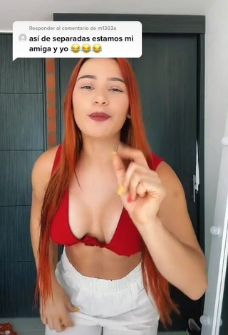 3. Fine Yeimy Serrano Shows Cleavage in Sweet Red Crop Top (Side Boob)