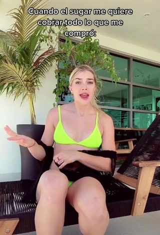 Wonderful Azul Granton Shows Cleavage in Lime Green Bikini