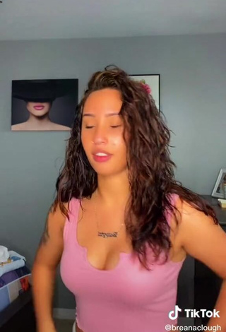 3. Beautiful Breana Clough Shows Cleavage in Sexy Pink Crop Top