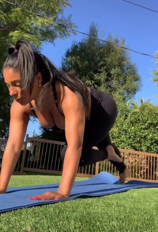 1. Hot Candice in Black Leggings while doing Sports Exercises