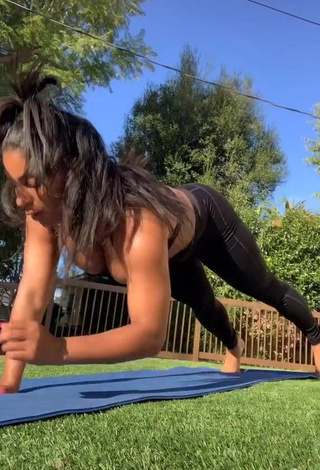 3. Hot Candice in Black Leggings while doing Sports Exercises