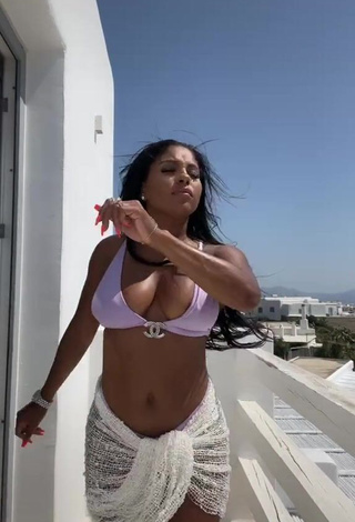 4. Desirable Candice Shows Nipples on the Balcony (Side Boob)