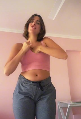 4. Hot Claraandherself Shows Cleavage in Pink Crop Top