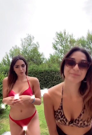 1. Hot Cora & Marilù Shows Cleavage in Red Bikini