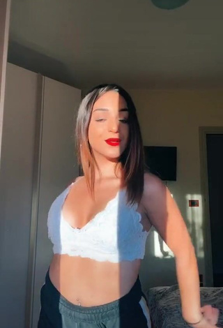 Sweetie Cora & Marilù Shows Cleavage in White Crop Top