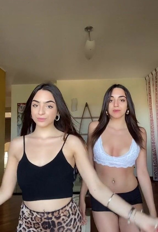 Cute Cora & Marilù Shows Cleavage in Crop Top