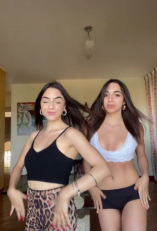 4. Cute Cora & Marilù Shows Cleavage in Crop Top