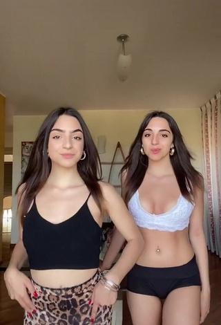 Desirable Cora & Marilù Shows Cleavage in Crop Top