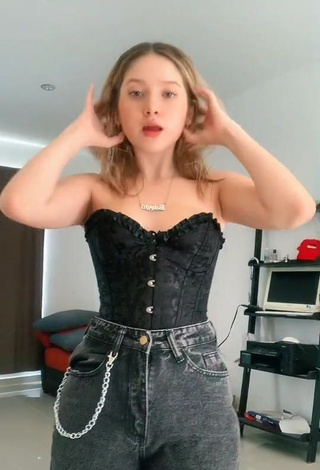 1. Hot Daniela Shows Cleavage in Black Corset