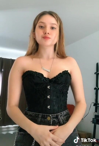 3. Beautiful Daniela Shows Cleavage in Sexy Black Corset