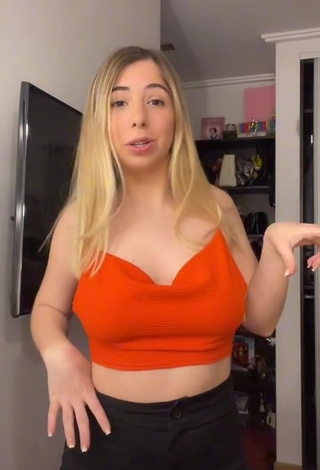 4. Cute Dany Consoli Shows Cleavage in Orange Crop Top and Bouncing Breasts