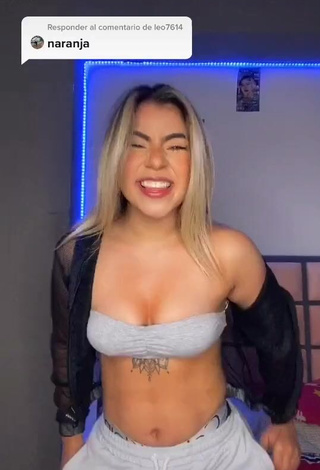 1. Cute Chantall Pizzino Shows Cleavage in Grey Tube Top and Bouncing Boobs