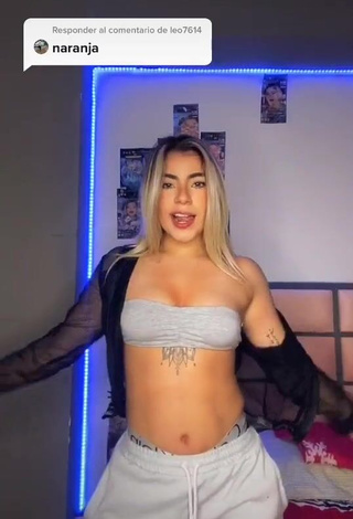 Cute Chantall Pizzino Shows Cleavage in Grey Tube Top and Bouncing Boobs