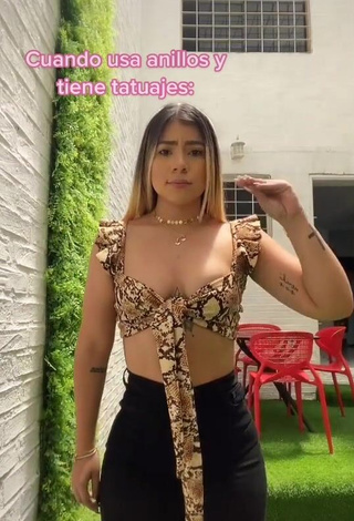 Lovely Chantall Pizzino Shows Cleavage in Snake Print Crop Top