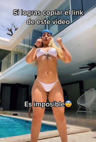 Pretty Chantall Pizzino Shows Cleavage in White Bikini at the Pool and Bouncing Breasts