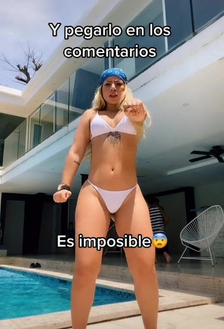 3. Pretty Chantall Pizzino Shows Cleavage in White Bikini at the Pool and Bouncing Breasts