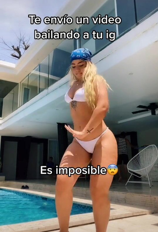 4. Pretty Chantall Pizzino Shows Cleavage in White Bikini at the Pool and Bouncing Breasts