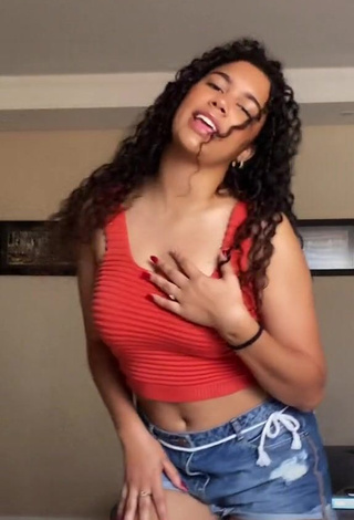 1. Hot desireealmeida_ Shows Cleavage in Red Crop Top