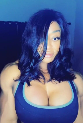 1. Desirable Monique Jones Shows Cleavage in Blue Crop Top