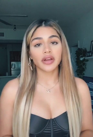 1. Sexy Gabriela Bandy Shows Cleavage in Black Crop Top