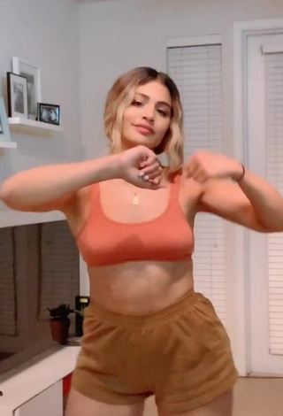 1. Fine Gabriela Bandy Shows Cleavage in Sweet Orange Crop Top and Bouncing Boobs