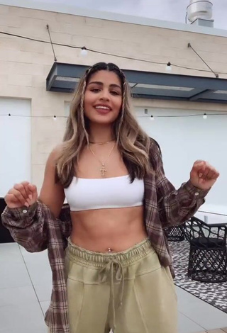 Sweet Gabriela Bandy Shows Cleavage in Cute White Crop Top