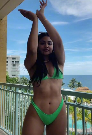 1. Pretty Gabriela Bandy Shows Cleavage in Green Bikini