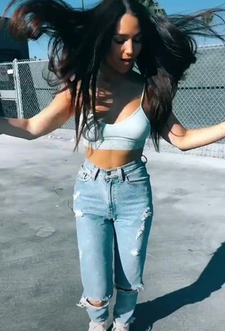 Sexy Iris Shows Cleavage in Blue Crop Top