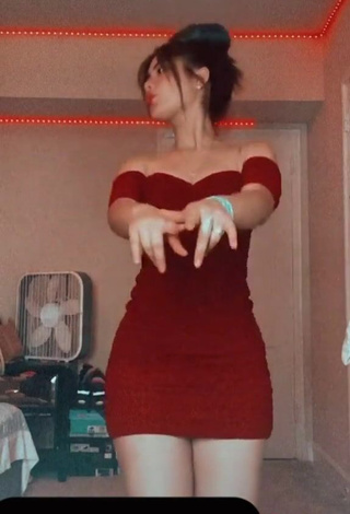 Sexy Cristel Mejia Shows Cleavage in Red Dress