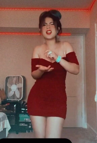 3. Sexy Cristel Mejia Shows Cleavage in Red Dress