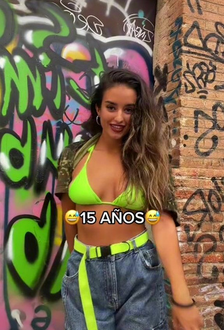 1. Desirable Laia Fidalgo Vega Shows Cleavage in Light Green Bikini Top