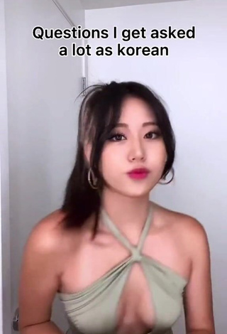 1. Hot Jooshica Shows Cleavage in Green Dress