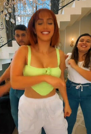 4. Seductive juhvellegas Shows Cleavage in Green Crop Top