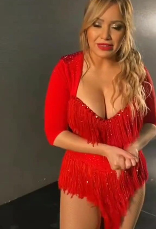 Sexy Karina Jesica Tejeda Shows Cleavage in Red Dress