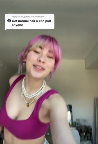 1. Sexy Kaylie Altman Shows Cleavage in Purple Crop Top