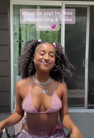 1. Hot Kyla Imani Shows Cleavage in Pink Bikini Top