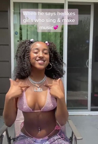 4. Hot Kyla Imani Shows Cleavage in Pink Bikini Top