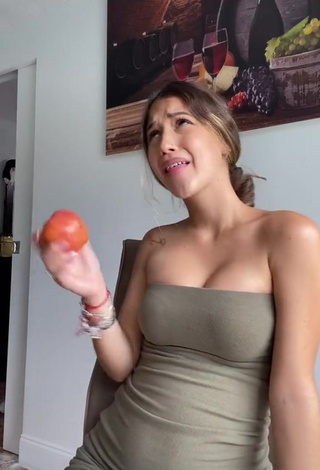 1. Hot Lianet Jacinto Shows Cleavage in Grey Dress